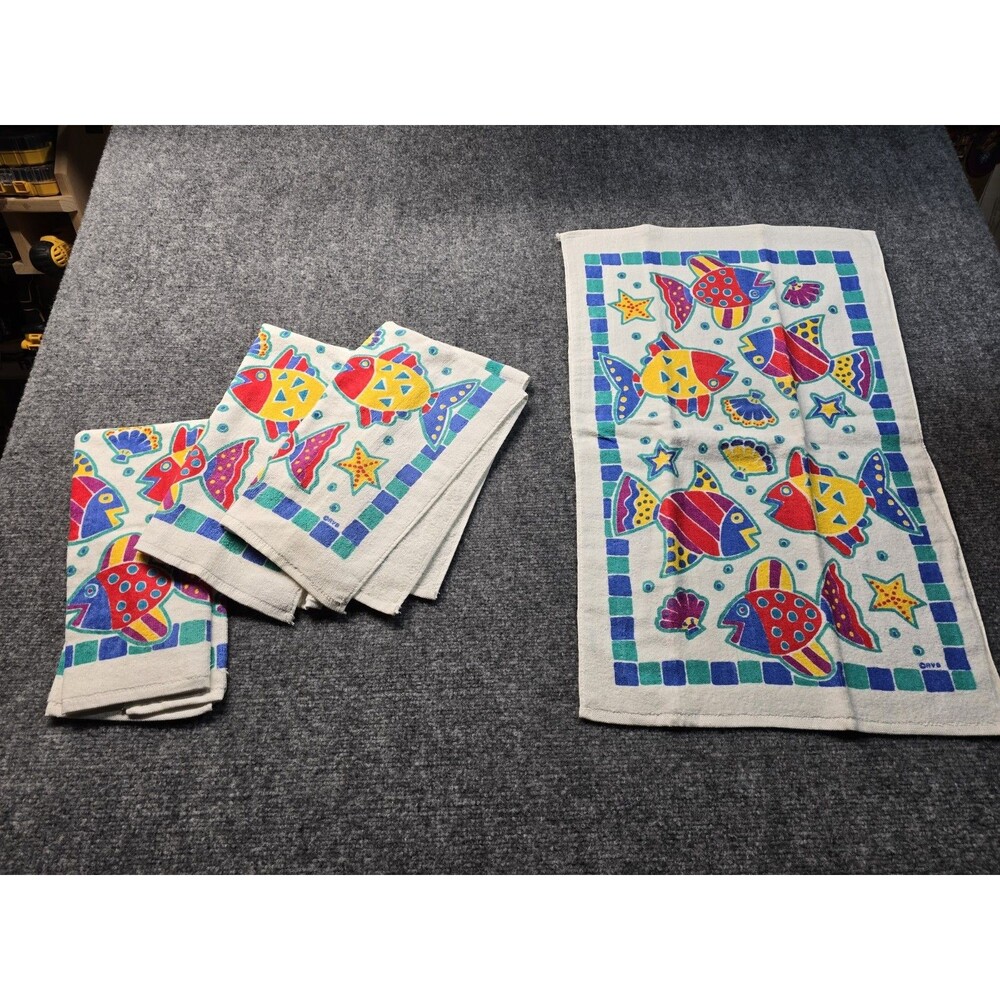 Set Of 4 Vintage Cecil Saydah Nautical Hand Towels